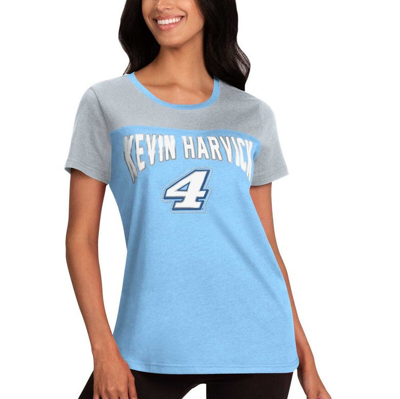 G-iii 4her By Carl Banks Women's  Light Blue, Gray Kevin Harvick Box Score T-shirt In Light Blue,gray