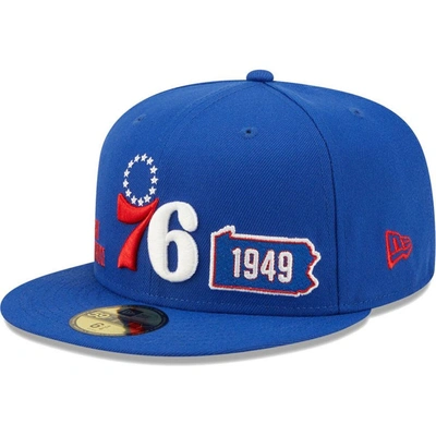 New Era Men's  Royal Philadelphia 76ers Fall 22 Identity 59fifty Fitted Hat