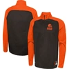 NEW ERA NEW ERA BROWN CLEVELAND BROWNS COMBINE AUTHENTIC O-LINE RAGLAN HALF-ZIP JACKET