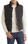 Schott Nylon & Cotton Puffer Vest In Black