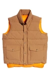 Schott Nylon & Cotton Puffer Vest In Khaki