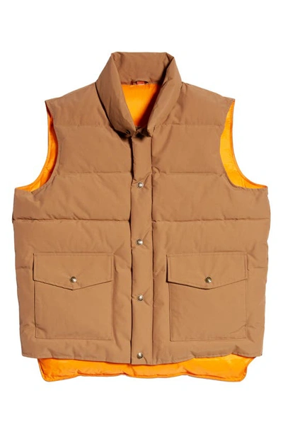 Schott Nylon & Cotton Puffer Waistcoat In Khaki