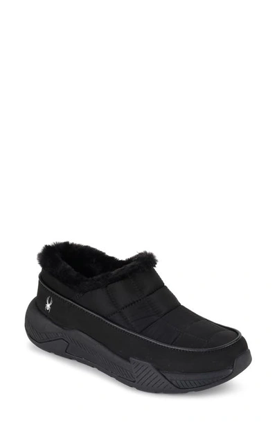 Spyder Leah Faux Fur Lined Waterproof Slip-on Sneaker In Black