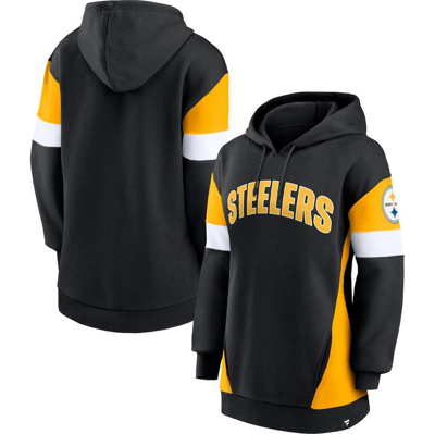 Fanatics Women's  Black, Gold Pittsburgh Steelers Lock It Down Pullover Hoodie In Black,gold