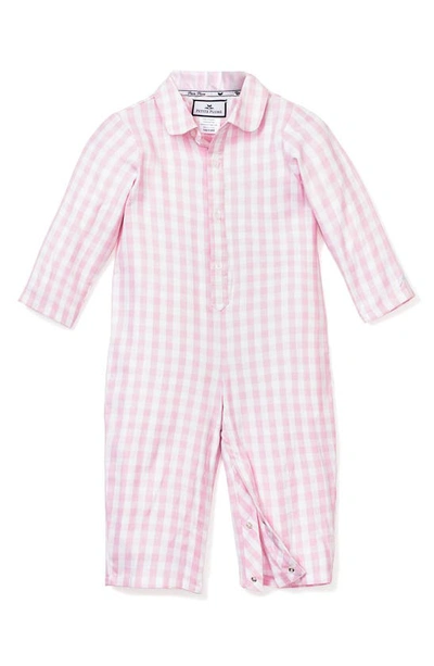 Petite Plume Babies' Gingham One-piece Pajamas In Pink