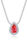 Lafonn Fancy Lab Grown Sapphire Pendant Necklace In Red