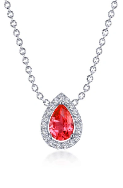 Lafonn Fancy Lab Grown Sapphire Pendant Necklace In Red