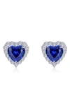 Lafonn Fancy Lab Grown Sapphire Heart Stud Earrings In Blue
