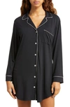 Eberjey Gisele Long Sleeve Short Pajama Set In Black/sorbet Pink