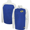 New Era Royal Los Angeles Rams Combine Authentic O-line Raglan Half-zip Jacket In Royal