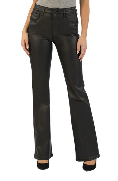 Kut From The Kloth Ana Fab Ab Coated High Waist Flare Jeans In Black