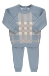 Feltman Brothers Plaid Cotton Sweater & Pants Set In Vintage Blue