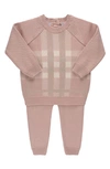 Feltman Brothers Plaid Cotton Sweater & Pants Set In Pink