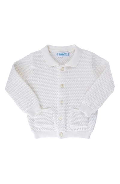 Feltman Brothers Babies' Popcorn Stitch Cotton Cardigan In White