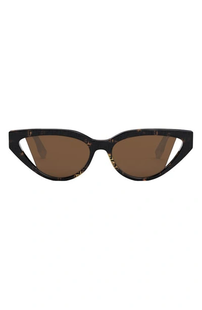 Fendi 54mm Cat Eye Sunglasses In Havana/brown Solid | ModeSens display picture 1