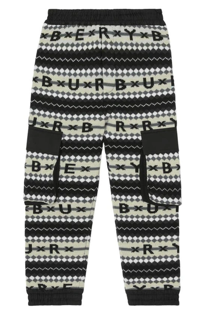 Burberry Kids' Fair Isle Wool Trousers In Black/ White Ip Pattern