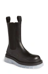 Bottega Veneta Contrast-sole Leather Tire Boots In Black-bl-tr