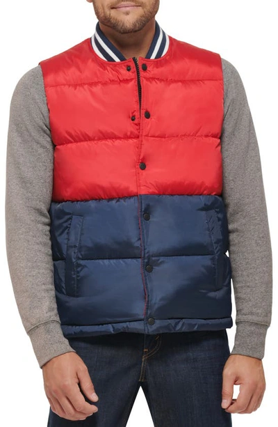 Levi's Puffer Waistcoat In Red Navy