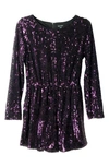 Zunie Kids' Sequin Romper In Eggplant