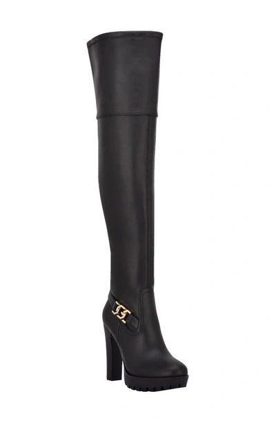 Guess Tailia Over The Knee Platform Boot In Black