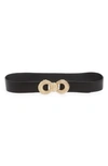 Raina Bowie Textured Bow Leather Belt In Black