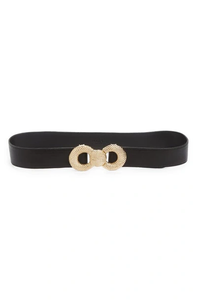 Raina Bowie Textured Bow Leather Belt In Black