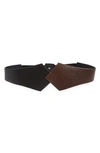 Raina Two Tone Leather Corset Belt In Black/ Brown