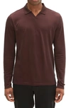 Robert Barakett Adison Long Sleeve Johnny Collar Polo In Port