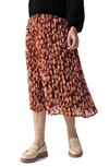 Sanctuary Pleated Floral Midi Skirt In Strawberry Fields