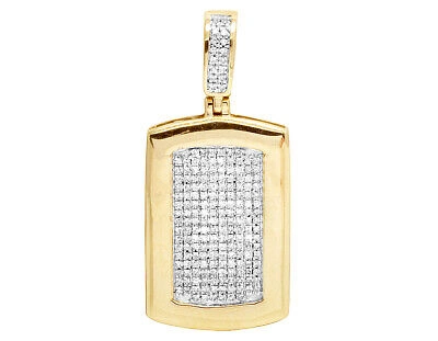 Pre-owned Jewelry Unlimited Genuine Diamond 10k Yellow Gold Men's Dogtag Pendant Charm 1/2 Ct 1.5" In H-i