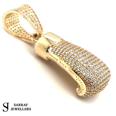 Pre-owned Sarrafjewellers 375 9ct Yellow Gold Pendant Ice Boxing Glove Mens Ladies Shiny Bling Rapper