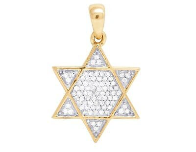 Pre-owned Jewelry Unlimited Real 10k Yellow Gold Genuine Diamond Iced Star Of David Pendant Charm 1/5 Ct 1" In H-i