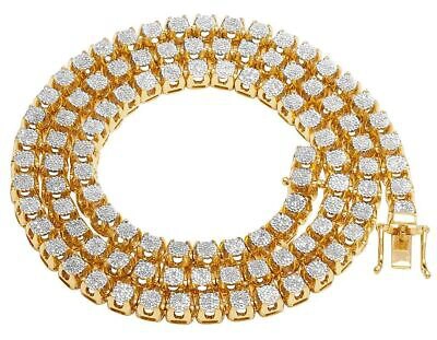 Pre-owned Jewelry Unlimited Mens 10k Yellow Gold Real Diamond 6mm Cluster Tennis Chain Necklace 3 9/10 Ct...