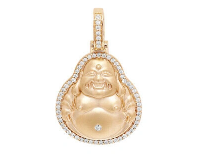 Pre-owned Jewelry Unlimited Men's Real Laughing Buddha Diamond Pendant 13/20 Ct 10k Yellow Gold 1.5" In H-i