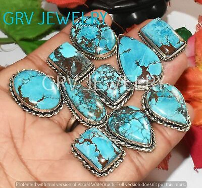 Pre-owned Handmade 1000pcs Natural Turquoise Gemstone Ring Lot 925 Sterling Silver Plated Whr-35 In Blue