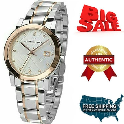 Pre-owned Burberry Brand  Silver Dial Two-tone Ladies Watch Bu9127