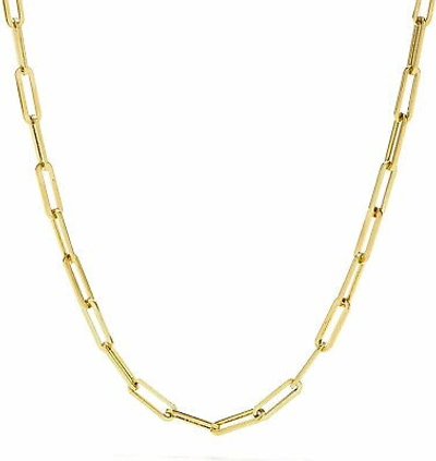 Pre-owned Nuragold 14k Yellow Gold 5mm Paperclip Chain Rolo Elongated Link Cable Necklace Women 16"