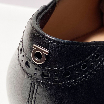 Pre-owned Gancini Ferragamo Boston Leather 9.5 Ee Cap Toe  Oxford Men's Black Dress Shoes