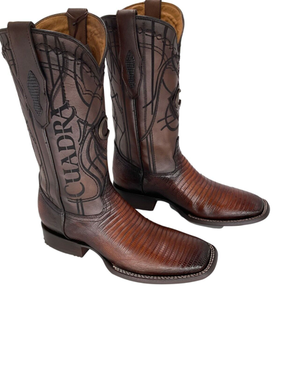 Pre-owned Cuadra Rodeo Lizard Teju Western Boots Made By  Boots (3z1olt) In Honey Brown