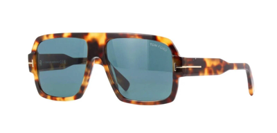 Pre-owned Tom Ford Camden Ft 0933 Blonde Havana/blue (53v) Sunglasses