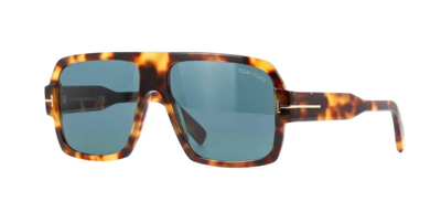 Pre-owned Tom Ford Kaya Ft 1082 Shiny Black/grey Shaded (01b) Sunglasses In Blue