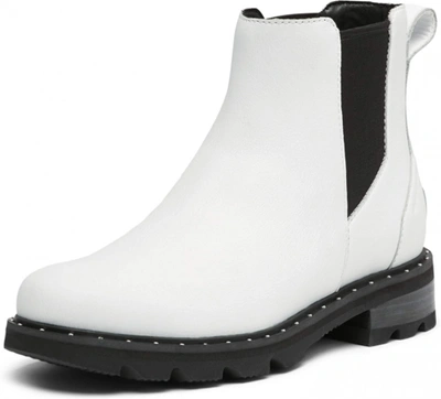 Pre-owned Sorel Women's Lennox Chelsea Rain Boot — Waterproof Leather Boots In White