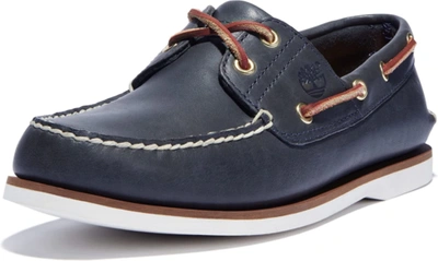 Pre-owned Timberland Men's Classic 2-eye Boat Shoe In Navy Smooth