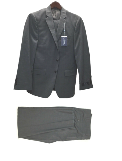 Pre-owned Lauren Ralph Lauren Ralph Lauren Men's Nero Natural Wool Stretch Mini Check Suit Gray 46long 40w