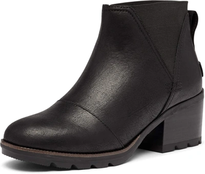 Pre-owned Sorel Women's Cate Chelsea Bootie — Waterproof Leather Rain Boot In Black