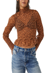 Free People Hello There Smocked Floral Print Top In Leopard Combo