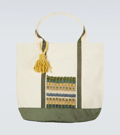 Adish Wool-trimmed Canvas Tote Bag In Natural (canvas)