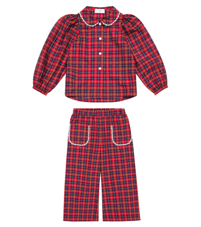 Paade Mode Kids' Checked Cotton Pyjamas In Red