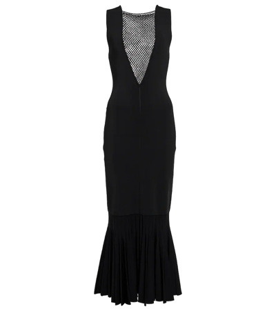 Galvan Erato Ribbed-knit Maxi Dress In Black