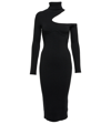Tom Ford Cutout Ribbed Wool-blend Turtleneck Midi Dress In Black